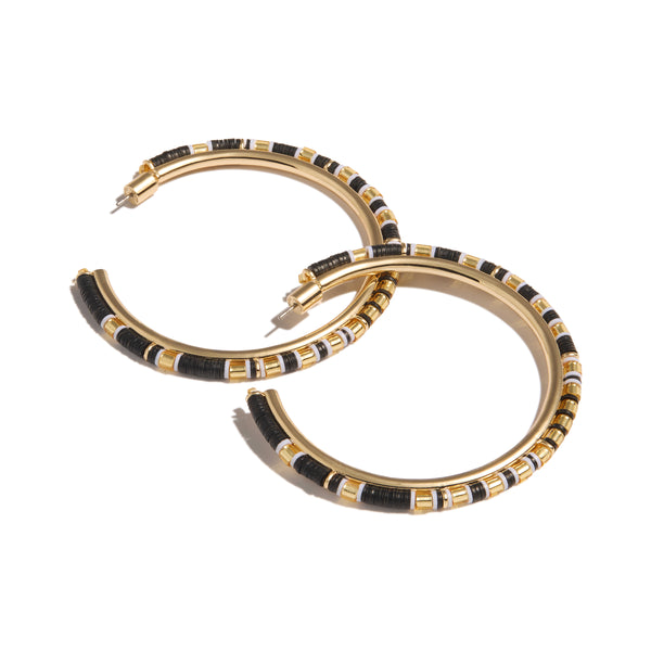 Game Day Hoop Earrings | Black and Gold