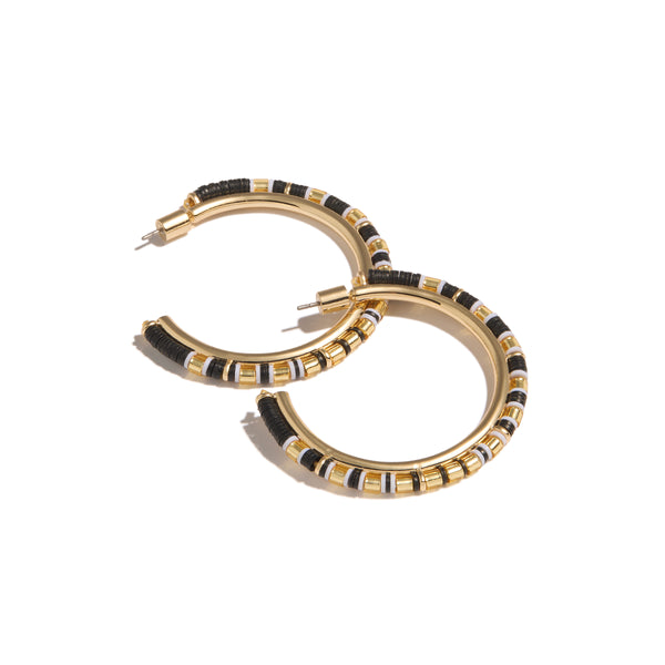 Mini Game Day Hoop Earrings | Black and Gold