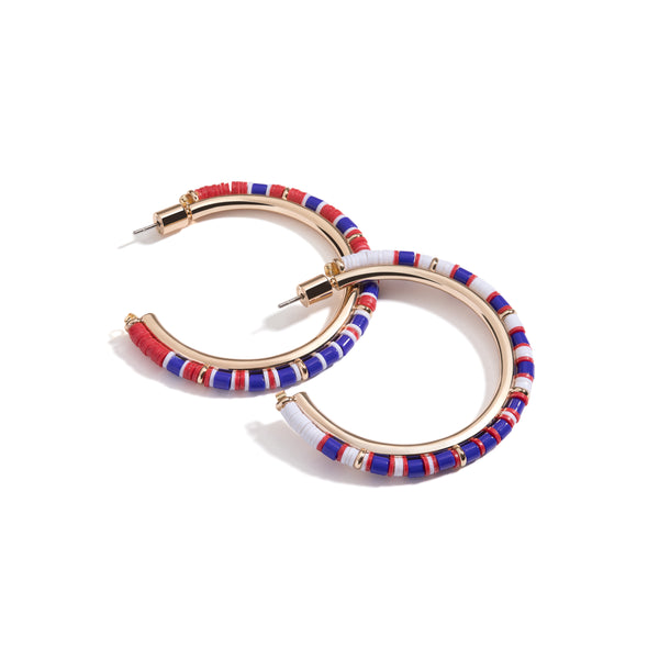 Mini Game Day Hoop Earrings | Red, White, and Blue