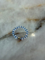 Crystal Stretch Ring with Blue Heshi