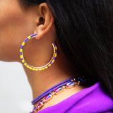 Game Day Hoop Earrings | Gold/Yellow and Purple