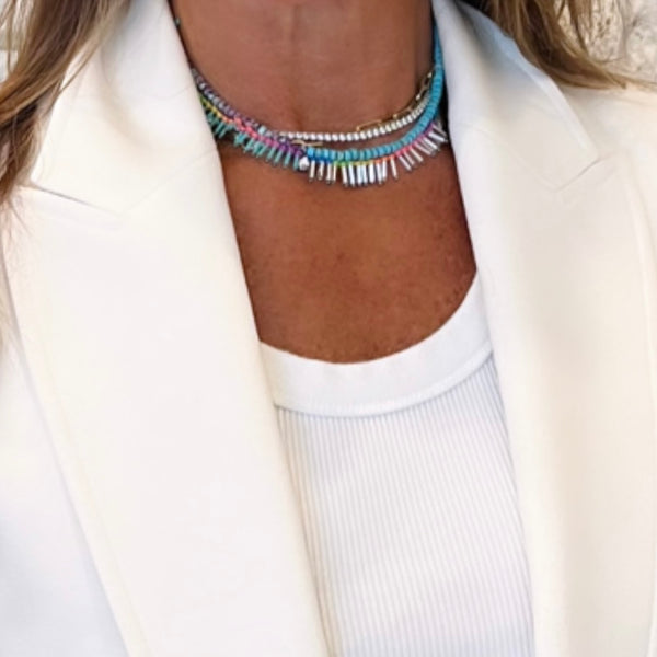 On The Fringe Semi Precious Necklace  | Turquoise