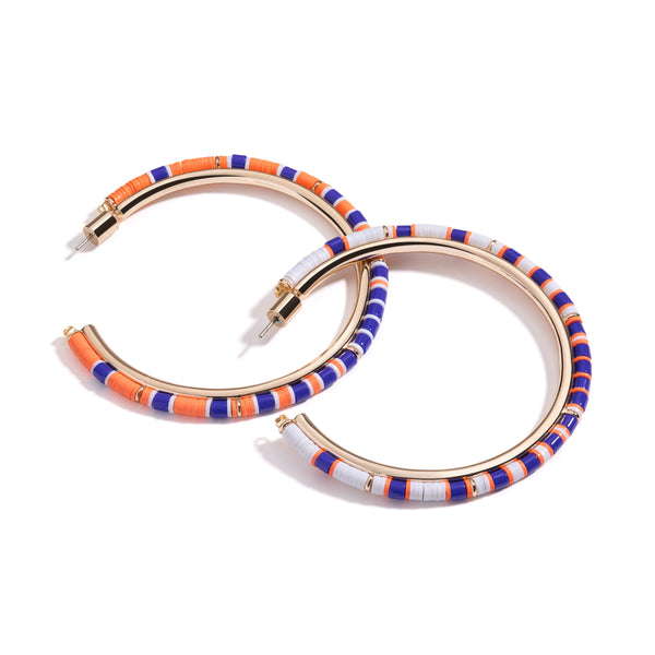 Game Day Hoop Earrings I Orange, Blue and White