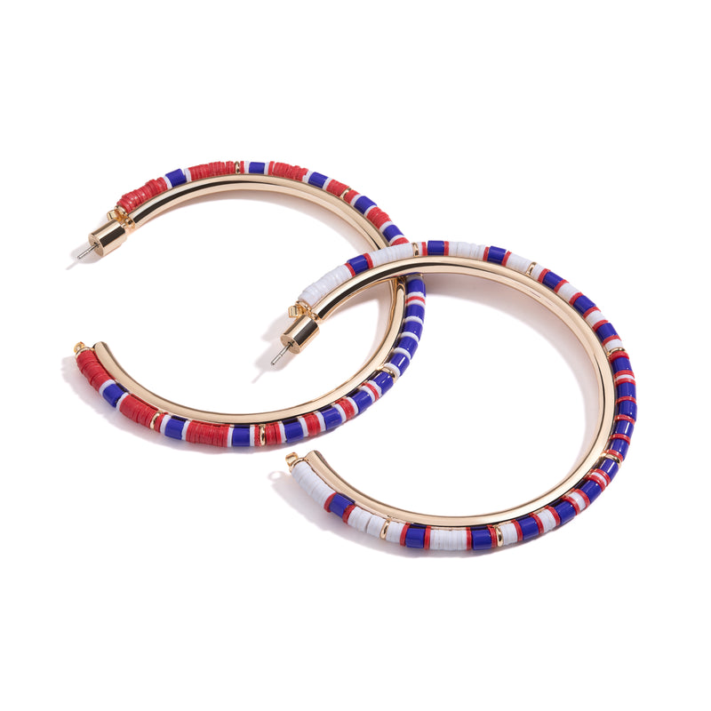 Game Day Hoop Earrings | Red, White, and Blue