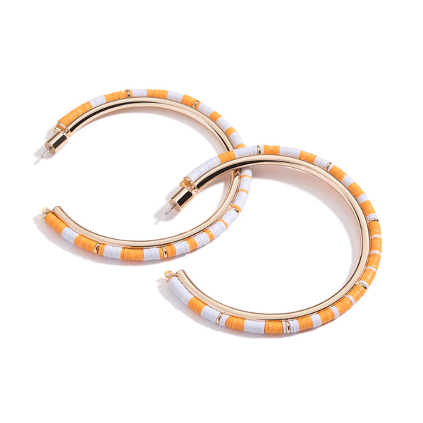 Game Day Hoop Earrings | Orange and White