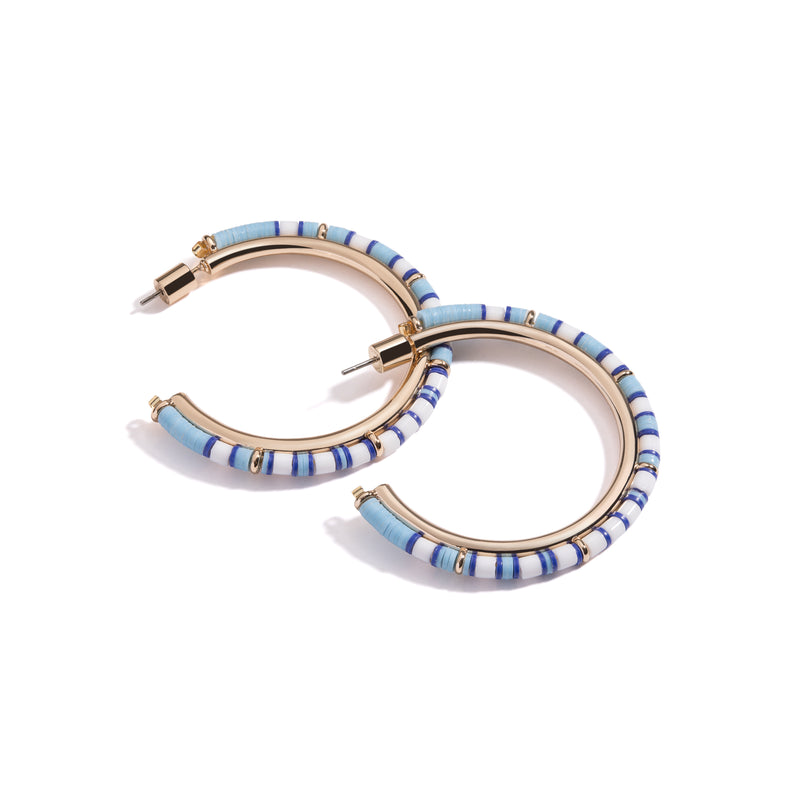 Mini Game Day Hoop Earrings | Carolina Blue and White