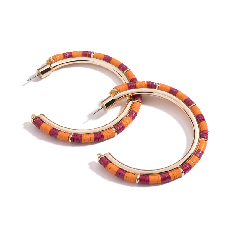 Mini Game Day Hoop Earrings I Maroon and Orange