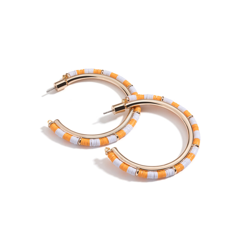 Mini Game Day Hoop Earrings | Orange and White