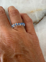 Crystal Stretch Ring with Blue Heshi