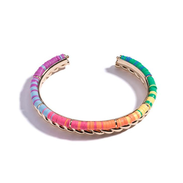 Heishi Twisted Gold Cuff I Brightside