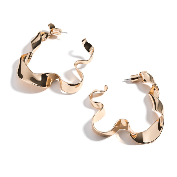 Ribbon Hoop Earrings | Gold