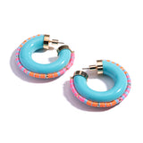 Chubby Acrylic Hoop with African Record Beads I Watercolor