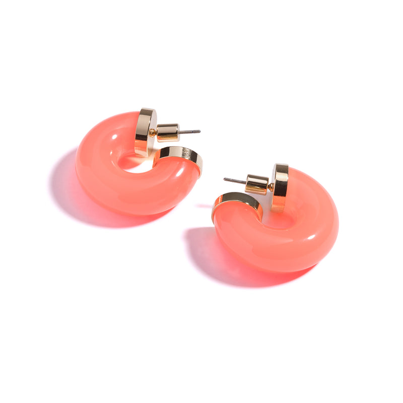 Chubby Hoop Earrings | Neon Salmon