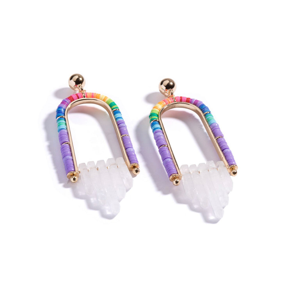 Rainbow Crystal Earrings  Lavender Brightside