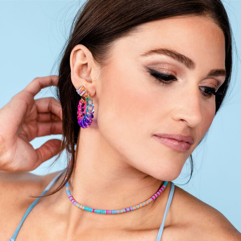 TIE DYE TWISTED HOOPS I BLUE PURPLE OMBRE