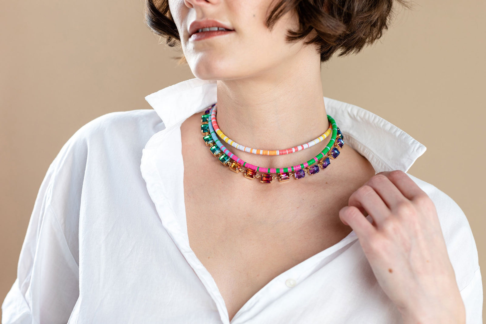 ◇Primaute◇ FLO CHOKER Satin Floral Choker Necklace | Black & White Glam - sunfere